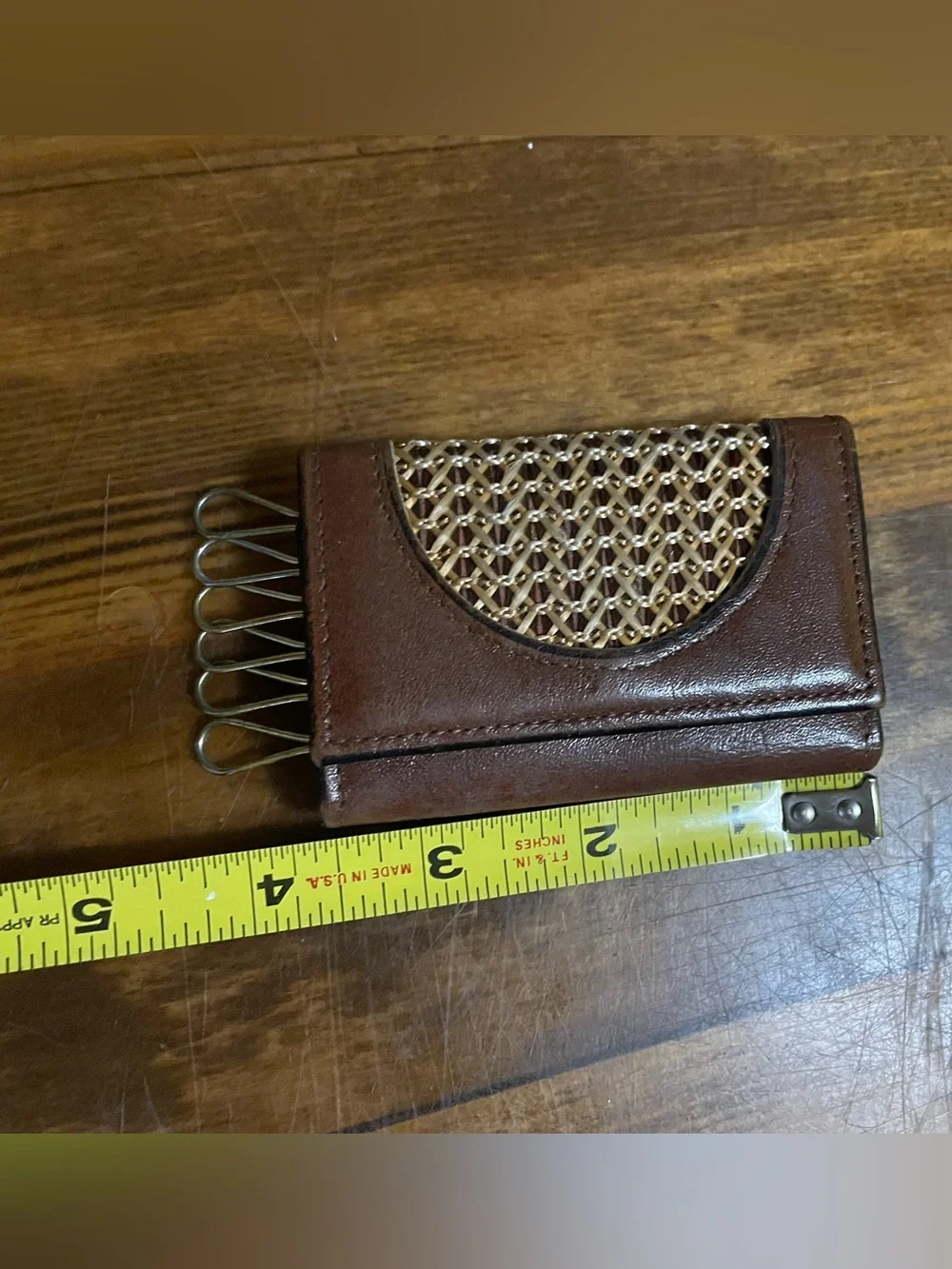Vintage Brown Top Grain Cowhide Key Case Trifold 6 Loop Organization Accessory